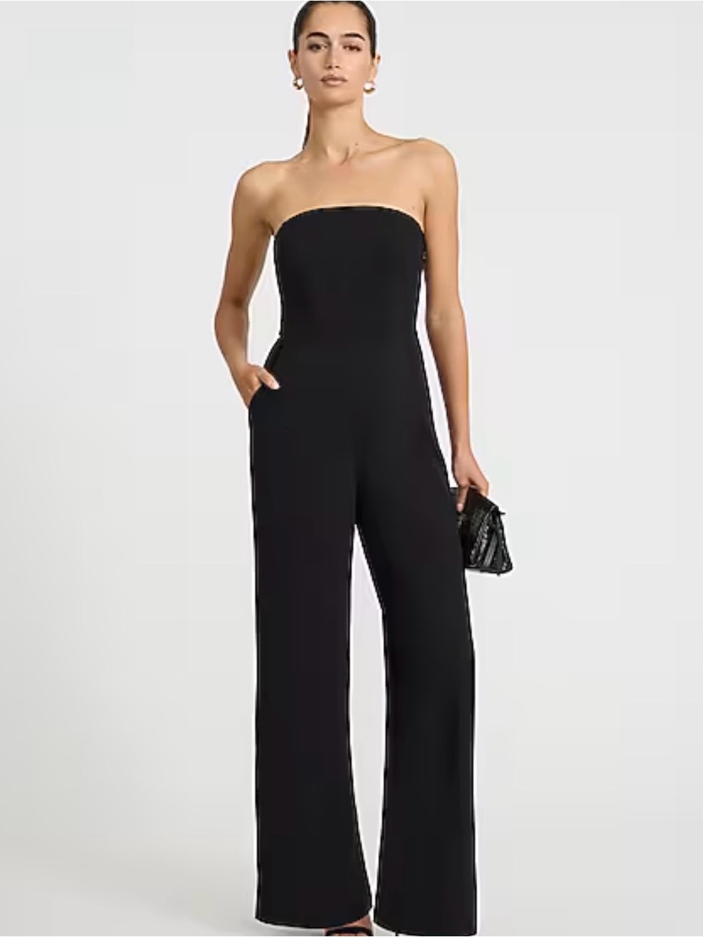 Express Black Strapless Wide-Leg Jumpsuit